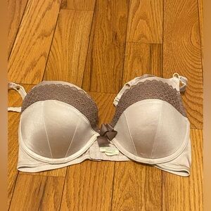 Aerie Paige Silver Lace Accent‎ Balconette Bra Size 34D